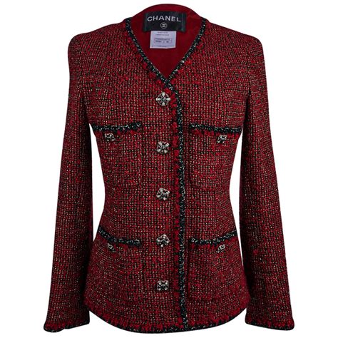 chanel 11a wanted tweed jacket blazer red black 40 2011|Chanel 11a Jacket .